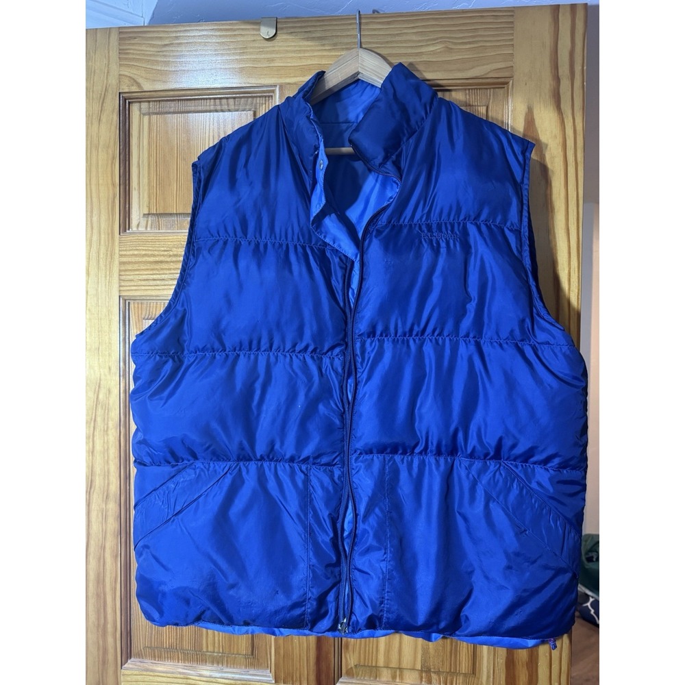 LL Bean Puffer Vest‎ Mens Tall  XL Blue Goose Down Reversible Zip USA Vintage